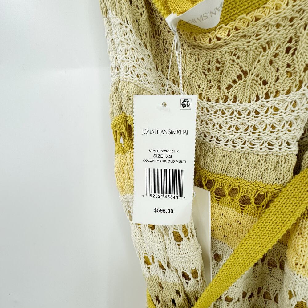 Jonathan Simkhai Midi Dress Halter Neck Marigold Strip Multi Size XS NWT - Picture 9 of 11